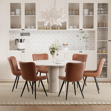 Dining Chair PU Leather with Metal Legs Set of 6