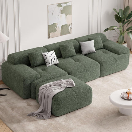 122" Modern Chenille L Shaped Modular Sectional Sofa Cloud Couch