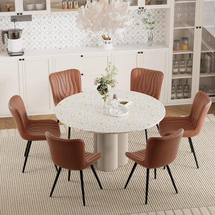 Dining Chair PU Leather with Metal Legs Set of 6