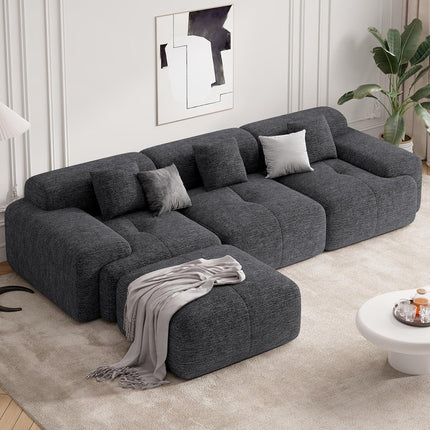 122" Modern Chenille L Shaped Modular Sectional Sofa Cloud Couch