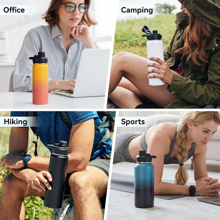 24oz Stainless Steel Insulated Water Bottle Wide Mouth with Handle