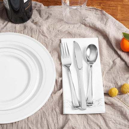 350-Piece Gold Disposable Dinnerware Set – Plates Cups & Napkins