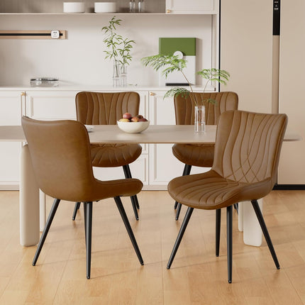 Dining Chair PU Leather with Metal Legs Set of 6