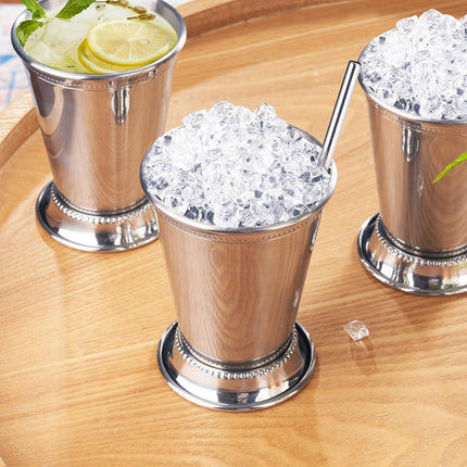 12oz Stainless Steel Mint Julep Cups Set of 4 with Straws
