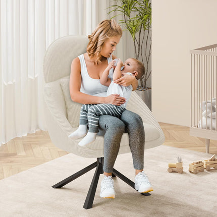 Modern Swivel Oversized Upholstered Corduroy Lounge Chair