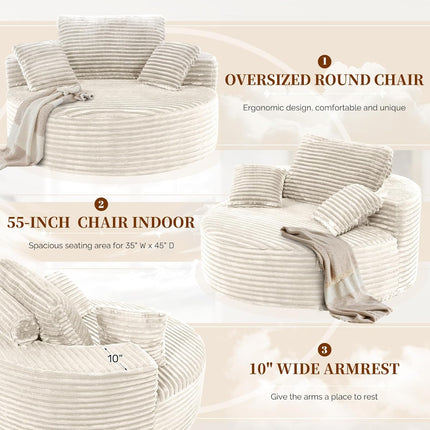 55''W 3.5CM Coarser Corduroy Single Foam Sofa