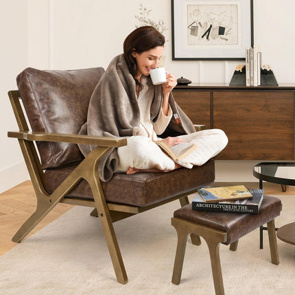 Mid-Century Modern Lounge Chair with Ottoman