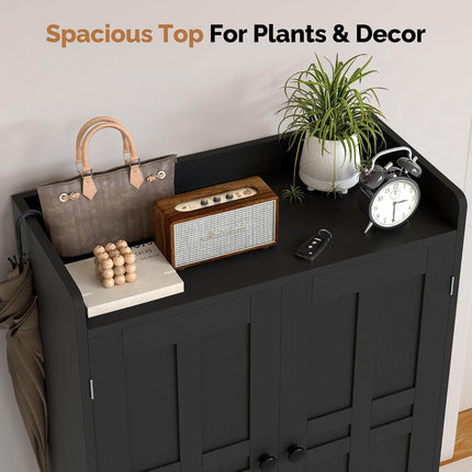 Farmhouse Shoe Cabinet with Adjustable Shelves Entrance Shoe Rack