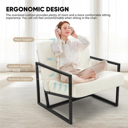 Teddy Fleece Accent Chair with Metal Frame Lounge Chair