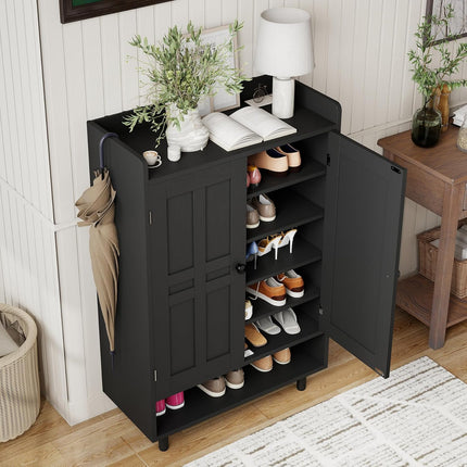 Farmhouse Shoe Cabinet with Adjustable Shelves Entrance Shoe Rack