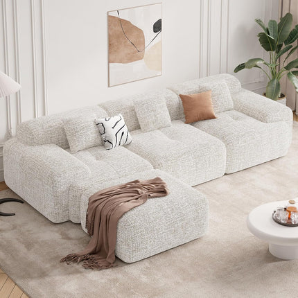 122" Modern Chenille L Shaped Modular Sectional Sofa Cloud Couch
