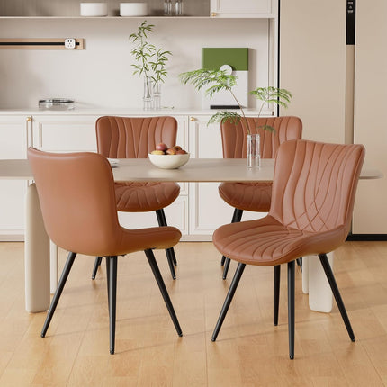 Dining Chair PU Leather with Metal Legs Set of 6