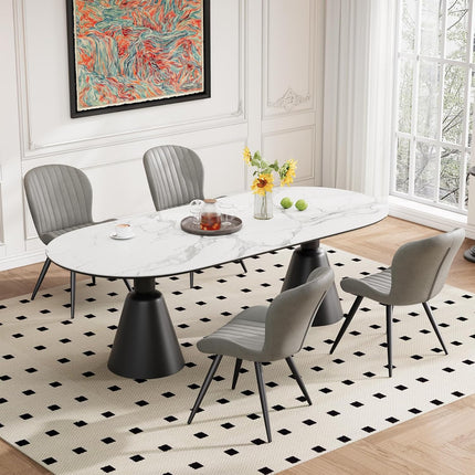 Modern Leather Upholstered Dining Chairs Set of 2
