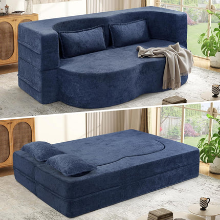 78" 2 in 1 Velvet Convertible Folding Sleeper Sofa