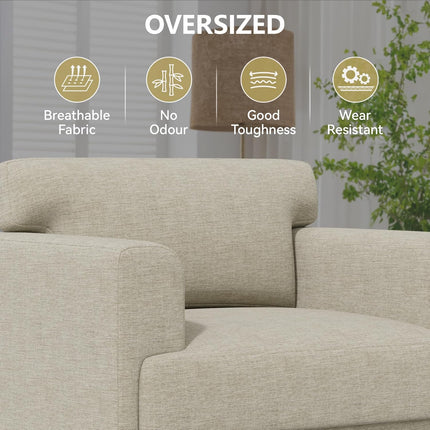 Linen Fabric Comfy Upholstered Armchair Single Sofa