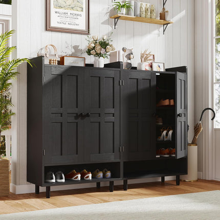 Farmhouse Shoe Cabinet with Adjustable Shelves Entrance Shoe Rack