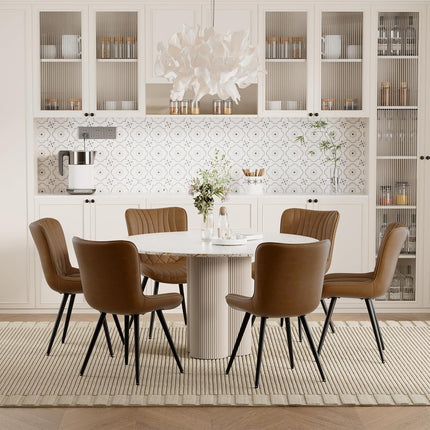Dining Chair PU Leather with Metal Legs Set of 6