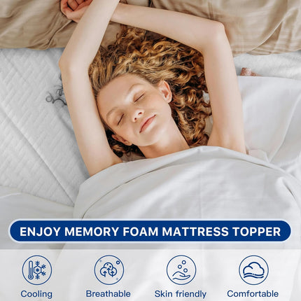 Full-Size 3" Gel Memory Foam Topper Bamboo Cover Removable & Washable