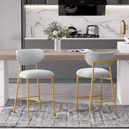 Velvet Ergonomic Modern Counter Height Bar Stools Set of 4
