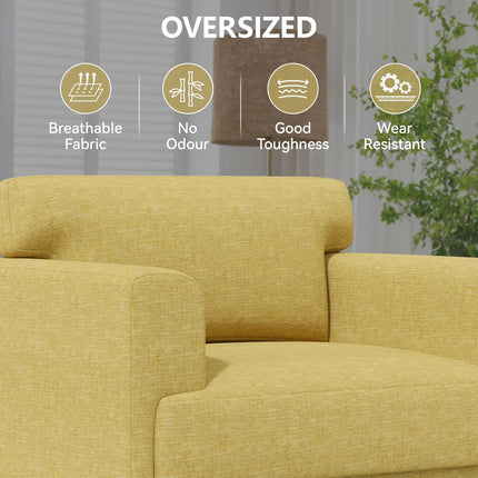 Linen Fabric Comfy Upholstered Armchair Single Sofa