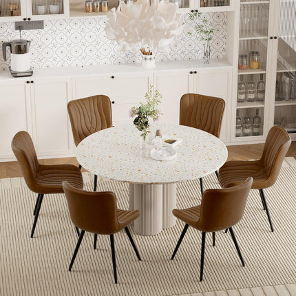 Dining Chair PU Leather with Metal Legs Set of 6