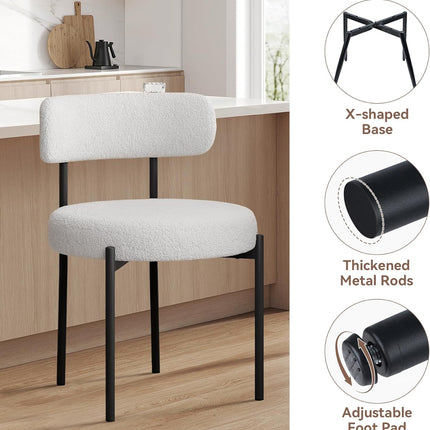 Upholstered Teddy loop Fabric Dining Chairs Set of 2