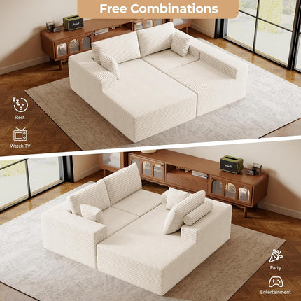 Modular Upholstered Sectional Cloud Couches with L Shaped Chaise