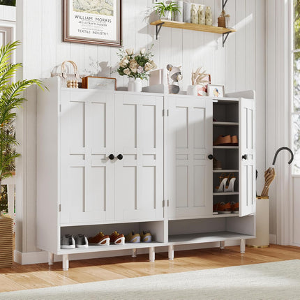 Farmhouse Shoe Cabinet with Adjustable Shelves Entrance Shoe Rack