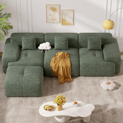 122" Modern Chenille L Shaped Modular Sectional Sofa Cloud Couch