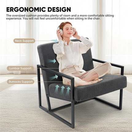 Teddy Fleece Accent Chair with Metal Frame Lounge Chair