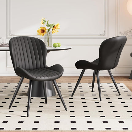 Modern Leather Upholstered Dining Chairs Set of 2
