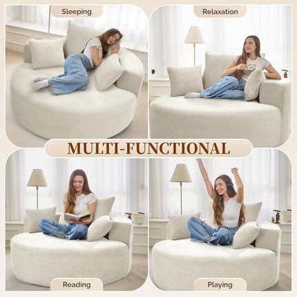 55''W 3.5CM Corduroy Foam Sofa Single Sofa