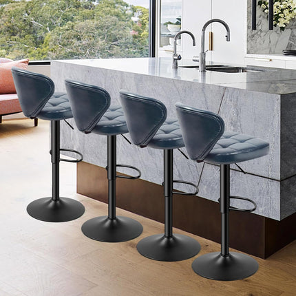 PU Leather Adjustable Height Swivel Bar Stools Set of 4