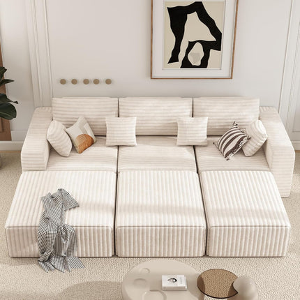 113" Modular Sectional Sofa Convertible L-Shaped Cloud Couches