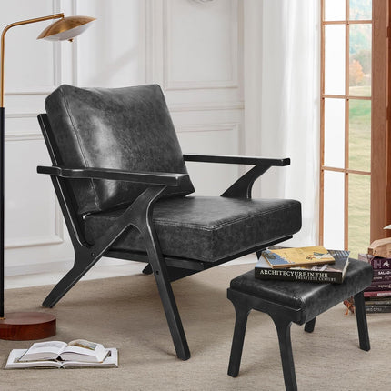 Mid-Century Modern Lounge Chair with Ottoman