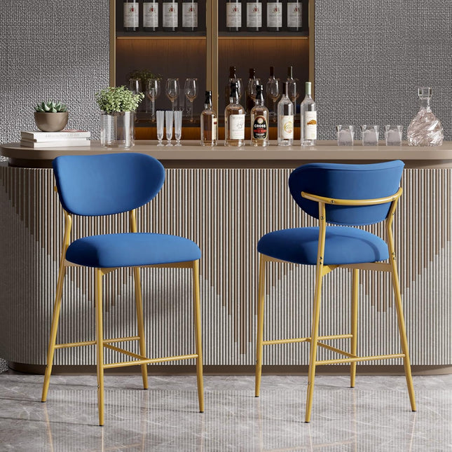 Velvet Ergonomic Modern Counter Height Bar Stools Set of 4