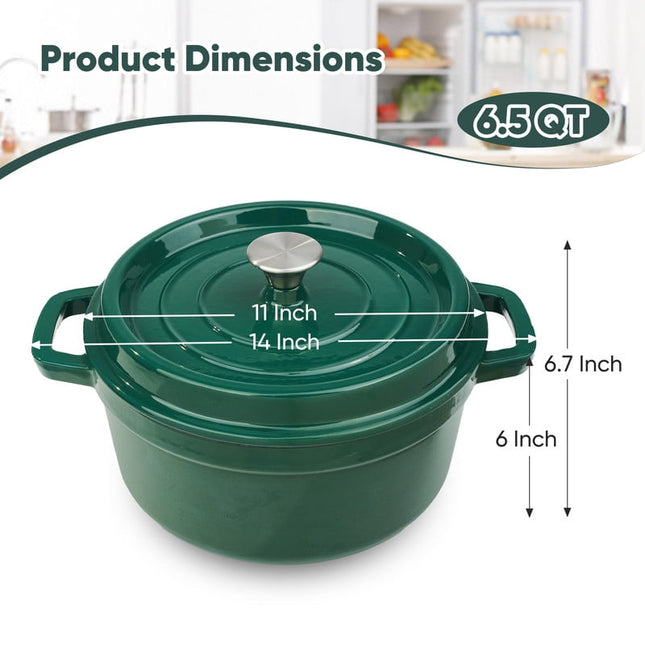 6.5 QT Enameled Cast Iron Dutch Oven with Lid