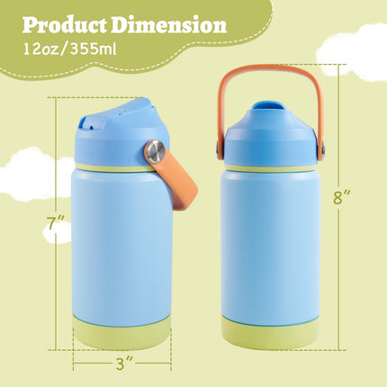 Stainless Steel Kids Insulated Bottles 2-Pack, Leak-Proof with Straw