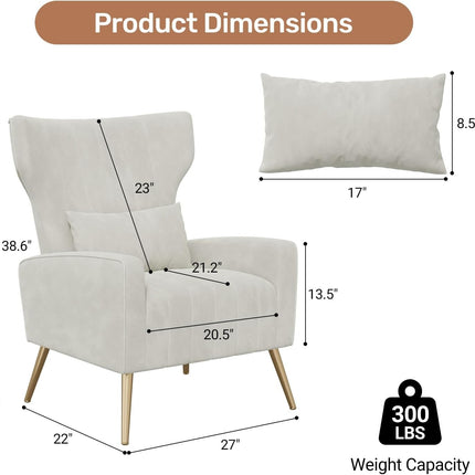 Upholstered Sofa Chair with Lumbar Pillow