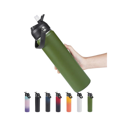 18oz Stainless Steel Insulated Bottle – Wide Mouth Leak-Proof with Straw