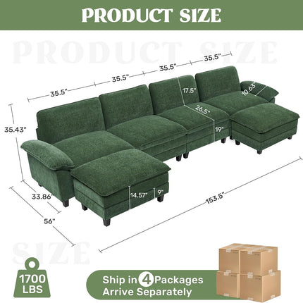 118" Modular Comfy Cloud Sectional Sofa