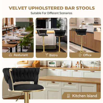 Velvet Swivel Adjustable Counter Height Bar Stools Set of 4