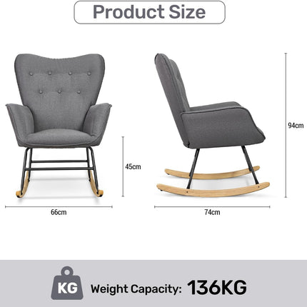 Ergonomic Rocking Chair with High Back Upholstered Armchair