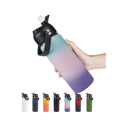 18oz Stainless Steel Insulated Bottle – Wide Mouth Leak-Proof with Straw