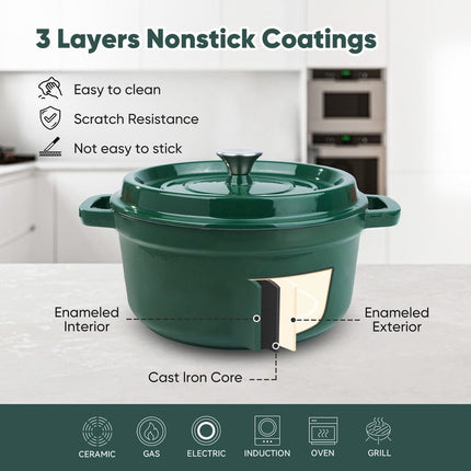 6.5 QT Enameled Cast Iron Dutch Oven with Lid