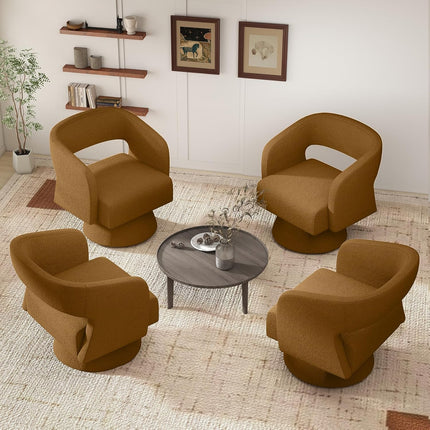 Modern Teddy Barrel Chairs Swivel Accent Chair Set of 2
