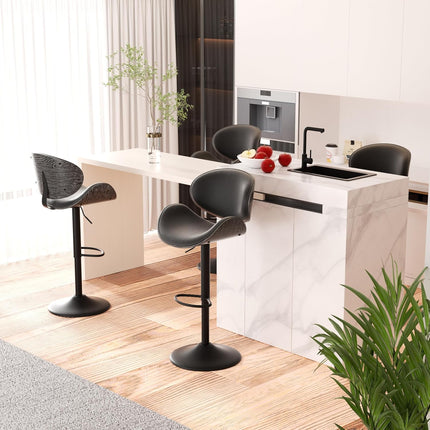 Swivel Bar Stools with Back & Footrest Set of 4