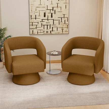 Modern Teddy Barrel Chairs Swivel Accent Chair Set of 2