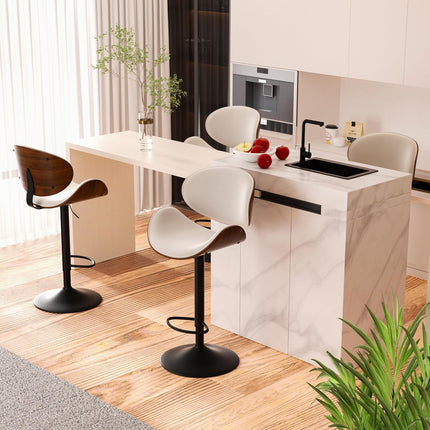 Swivel Bar Stools with Back & Footrest Set of 4