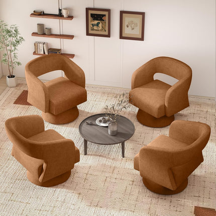 Modern Chenille Barrel Chairs Swivel Accent Chair Set of 2